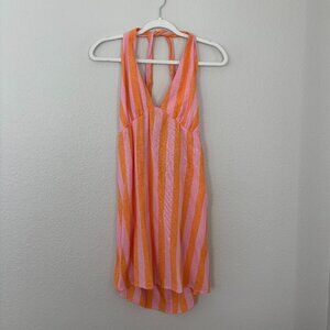 Pink & orange striped BP halter dress